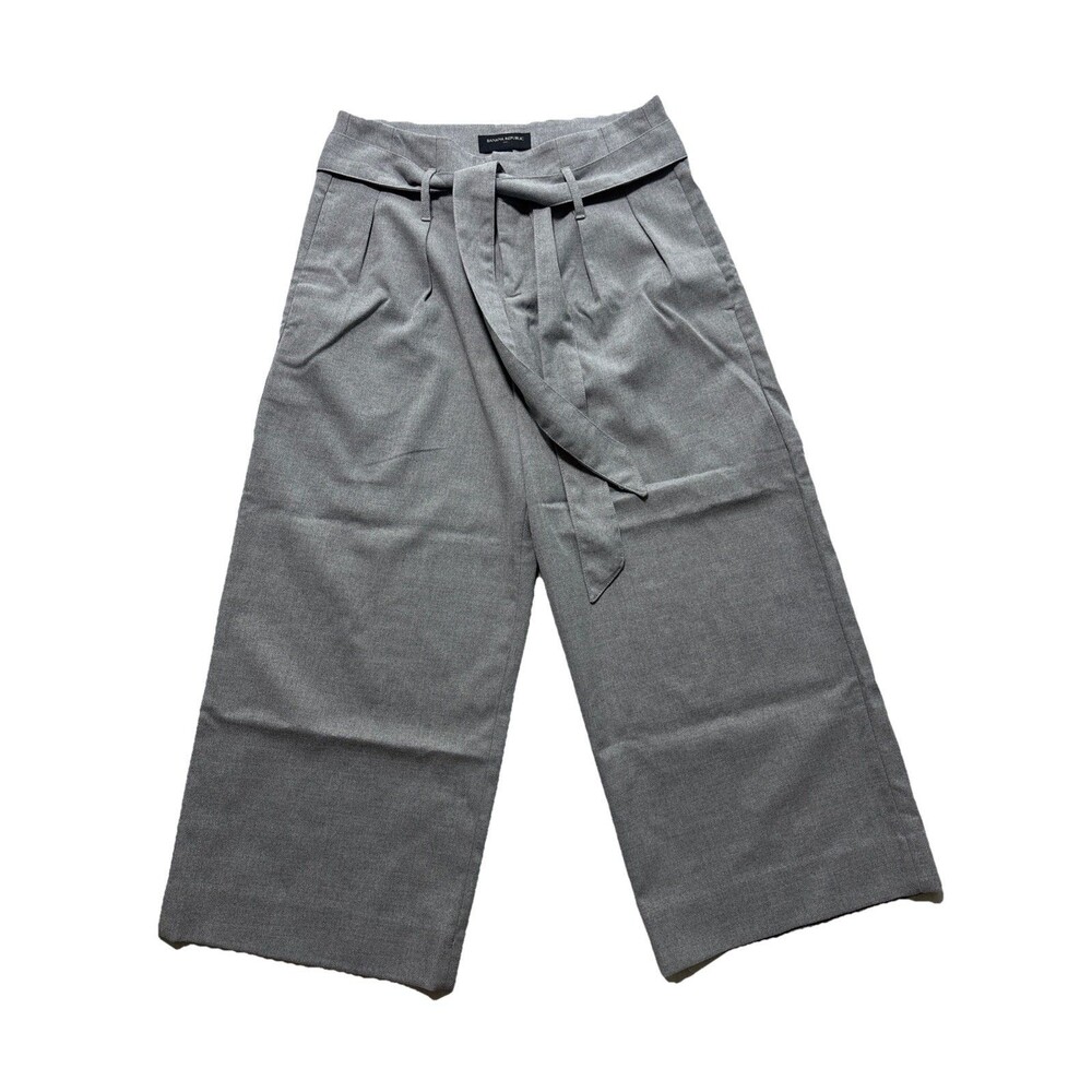 Banana Republic Gray Wide Leg Belted Culotte Pants Size 0 Minimalist Chic - Picture 2 of 12